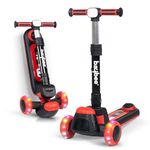 Baybee Cruze Skate Scooter for Kids, Smart 3 Wheel Kids Scooter with Height Adjustable & Music | Kick Scooter with LED PU Wheels, Rear Brake | Runner Scooter for Kids 2 to 10 Years Boys Girls (Red)