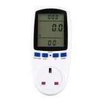 ASAB Power Meter Energy Saving Device Electricity Usage Monitor with 7 Measuring Modes LCD Display Smart Meter Energy Monitor Watt Meter Power Consumption Analyser Voltage Amp KWH UK Plug Energy Meter