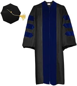 MyGradDay Unisex Deluxe Doctoral Graduation Gown and 8 Side Tam Academic Faculty Regalia Doctoral Robe