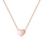 Clearine 925 Sterling Silver Tiny Initial Heart Necklace for Women Pendant Choker Necklace for Girls Letter B 14K Rose-Gold-Toned