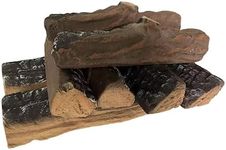 Large Gas Fireplace Logs Set of Ceramic Wood Logs. Use in Indoor, Gas Inserts, Vented, Electric, or Outdoor Fireplaces & Fire Pits. Realistic Clean Burning Accessories (8pcs)