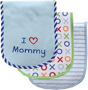 Luvable Friends Unisex Baby Cotton Burp Cloths with Fiber Filling, Blue Mom, One Size