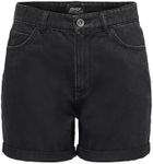 ONLY Women Shorts high Waist 5-Pocket Design Button Fly Zip Short Bermudas, Colours:Black-2, Size:M