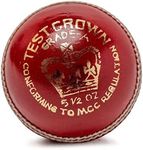 Zipper Leather Cricket Ball Senior Match Quality Hand Stitched Balls 5.50oz Weight (TEST CROWN (RED), Pack of 1)