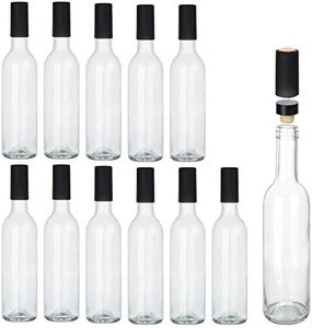Encheng 12 oz Glass Bottles With Cork Lids,Home Brewing Bottles Juicing Bottles With Caps Shrink Capsules,Clear Beveage Bottles For Sparkling Wine,Kefir,Food Storage,Leak Proof,Dishware Safe,12Pack