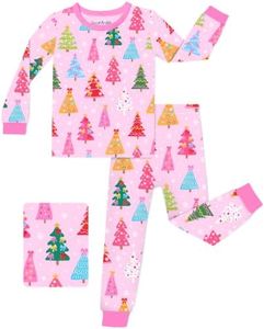 babee Reshinee Bamboo Viscose Toddler Girls Kids Pajamas Pastel Christmas Pjs Long Sleeve Snug fit 18M-24M 2pcs Soft Jammies
