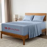 Mellanni Extra Deep Pocket Queen Sheet Set - Iconic Collection Bedding Sheets & Pillowcases - Hotel Luxury, Ultra Soft, Cooling Bed Sheets - Extra Deep Pocket up to 21" - 4 PC (Queen, Blue Hydrangea)