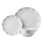 Lewis's 12 Piece Heart Design Plate Set/Plate and Bowl Set for 4 / 4X Dinner Plates, 4X Side Plates, 4X Bowls/Dinner Set, Microwave/Dishwasher Safe