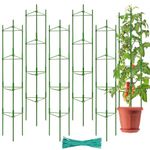 Halatool 6 Pack Tomato Cages for Garden,Up to 63in(5.2FT) Adjustable Tall Tomato Cage,Garden Stakes Tomato Trellis for Pots,Tomato Plant Support for Raised Garden Bed &Vegetables Flowers(Green)