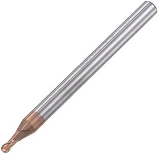 uxcell Ball Nose End Mill 1mm Tip Radius Solid Carbide AlTiSin Coated CNC Router Bits 2 Flute Spiral Milling Cutter HRC55 with 4mm Shank 50mm (2-inch) Length