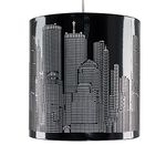 Modern Gloss Black New York Skyline Cylinder Ceiling Pendant Light Shade