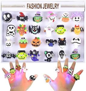 24 Piezas Anillos LED Halloween,LED Luz Anillo de Dedo,Anillos de Flash LED Halloween,Juguete Luminoso,Luces de dedo para Halloween Cosplay Fiesta de cumpleaños Suministros de decoración