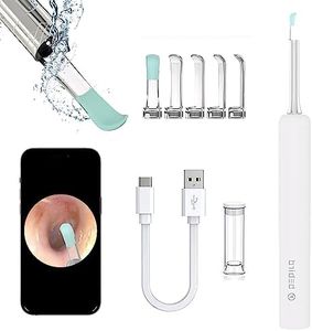 Ear Cleaner Ear Wax Remover with Camera, Earwax Removal Otoscope Tool, 3.5mm WiFi Earwax Remover 1080P HD Otoscope, 6 LED Light and 4pcs Ear Scoops Replacement Cleaning Kit, Wireless Compatibility with iOS and Android, White