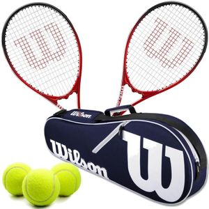 Wilson Pro Staff Precision Tennis Racquet Doubles Bundle with (1) Advantage II Tennis Bag (Navy) and (3) Tennis Balls