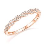 EAMTI 925 Sterling Silver Rose Gold Wedding Band for Women Cubic Zirconia Twisted Rope Half Eternity Band Ring Size 8.5