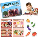 Kidology Montessori Quiet Book for Toddlers, Busy Cloth Book to Develop Learning Skills for Toddlers, Preschool Educational Activity Sensory Book Interactive for Kids (Fruit & Vegetable)