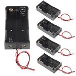 ACEIRMC 5pcs 18650 Battery Clip 2 Slots 7.4V Plastic 18650 Battery Storage Box Case with Black and Red Wire Leads for 18650 Battery with Connect Lead