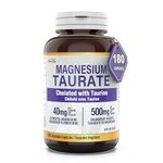 Herba Magnesium Taurate Supplement 500mg – 180 Vegetable Capsules | Chelated with Taurine for Bioavailability | 40mg of Elemental Magnesium Per Capsules | Made in Canada