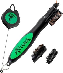 Frogger Golf BrushPro Cleaner | Rapid Club Groove Cleaning for Better Shots | Comfortable Ergonomic Handle Design | Superior Brush Heads, Fold-Out Sharp Groove Cleaner & Retractable Cord All in One