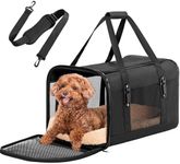 PETSFIT Soft-sided Small Dog Travel Carrier, with Patented Buckle and Soft Padding, Pet Carrier for Large Cats, Ideal for Car Road Trips Up to 20 Lbs Black