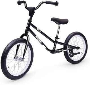 bicystar 16 Inch Kids Balance Bike for 5-8 Year Old, BMX Kids Bike with No Pedals, Air Rubber Tires, Footrests, Adjustable Height for Big Kids, Boys, Girls (Black)