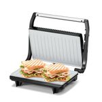 KENT 16025 Sandwich Grill 700W | Non-Toxic Ceramic Coating | Automatic Temperature Cut-off with LED Indicator | Adjustable Height Control, Metallic Silver, Standard