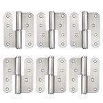 6 PCS 105 x 88 mm Door Hinges H-Shaped Lift Off Hinge, Stainless Steel 201 Detachable Door Hinge Left and Right Hinges, Thickness 2.7mm, Max. Load 40 KG/Pair