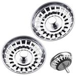 Tomario 2Pack 78mm Upgraded Kitchen Sink Plug Strainer Stainless Steel Strainers Thicken Sink Plugs Replacement for Food Catcher, Sinks Hole Diameter 78.3-80mm