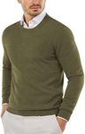 COOFANDY Men's Dress Sweater Crew Neck Sweater Ribbed Knit Slim Fit Long Sleeve Pullover Top Army Green