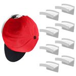 Modern JP Adhesive Hat Hooks for Wall (8-Pack) - Minimalist Hat Rack Design, No Drilling, Strong Hold Hat Hangers - USA Patented, White