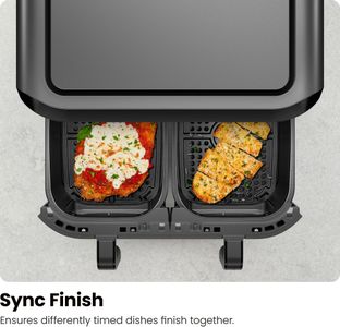 CHEFMAN Dual Air Fryer Oven 5.6L – Dishwasher Safe Baskets, Sync Finish, Black