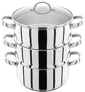 Judge JX04 Stainless Steel 3 Tier Food Steamer Set with 8.5" 2.7QT Stainless Steel Pot with 2 Steamer Baskets for Cooking and Lid, Induction Ready Vegetable Steamer Pot for Cooking - 25 Year Guarantee