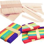 Eclet 200 Sticks(100 Colored and 100 Plain) Sticks Natural Wooden ice Cream Sticks for School Projects