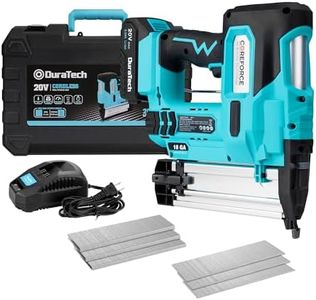 DURATECH 20V Cordless Brad Nailer, 18 Gauge, 2-in-1 Nail/Staple Gun for Upholstery, Carpentry, Including 2.0Ah Rechargeable Battery, 1H Quick Charger, 1000 Staples, 1000 Nails and Carrying Case