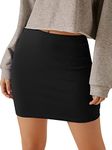 GORGLITTER Women's High Waist Basic Bodycon Mini Skirt Summer Pencil Skirt Casual Short Skirts Black M