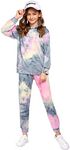 Arshiner Girl's 2 Piece Tie-dye Pullover Hooded Sweatshirt Set Sweatsuits and Sweatpants