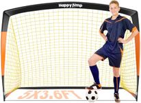 Happy Jump Soccer Net Kids Portable Soccer Goal for Backyard Training (5'x3.6', 1 Pack, Black+Orange)