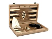 Wooden Tournament Championship Manopoulos Backgammon Set Family Game Antique Walnut 23 Inch Storage Racks Included With Backgammon Pieces