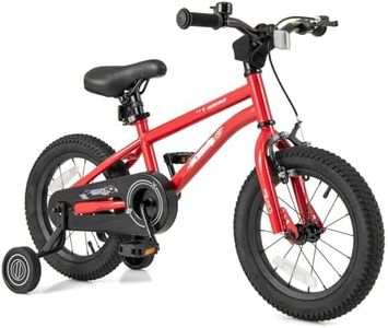 HONEY JOY 14" Kid’s Bike for 3-5 Years Old, Sport Bicycle w/Adjustable Saddle & Anti-Slip Handlebar, Fully Enclosed Chain Guard, Handbrake & Coaster Brake, Removable Training Wheels (Red)