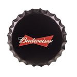 Eazy Wagon - Art Home Bar Wall Decor | Metal Bottle Caps Wall Sign Plates for Retro & Vintage Scratch Look Gifts | Cafe Decoration Plate - 14 x 14 inches (Beer Brand Sign Bud black)