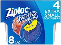 Ziploc Extra Small Round Twist 'n Loc Food Storage Meal Prep Containers, Reusable for Lunch and Leftovers, Dishwasher Safe, 4 Containers and 4 Lids