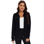 Meanzoo Women's Scrubs Jacket Zip Front Warm-up Jacket, Black, Medium