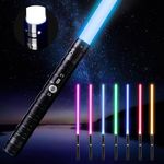 Dueling Metal Hilt 7 Colors Changeable FX Lightsaber, 3 Sound Fonts Black Series Light for Real Heavy Dueling for Star Wars Cosplay Party, Birthday Gift (77cm)