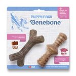 Benebone Puppy 2-Pack Maplestick/Zaggler Durable Dog Chew Toys, Softer for Modest Chewers, Real Bacon, Real Maplewood, Made in USA, Tiny