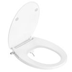 SAMODRA Bidet Toilet Seat for UK - Non-Electric Bidet Attachment with Self-Cleaning Dual Nozzle - Soft Close & Quick Release Hinges (Oval - Button)