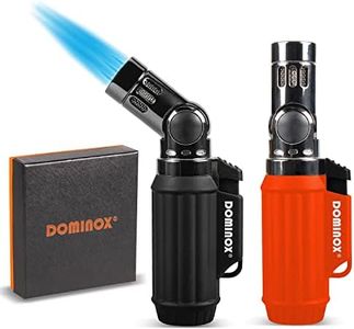 DOMINOX 2 Pack Torch Lighters,4 Jet Flame Butane Lighter,Refillable Windproof Lighter for Gift Grill BBQ Camping (Butane Gas Not Included)