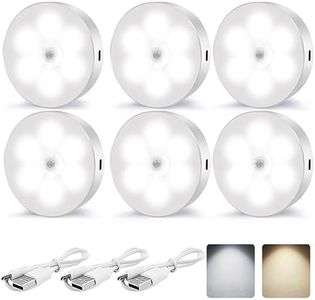 FUGBRO Motion Sensor Night Light Indoor Rechargeable Small Led Closet Light Warm and White Wireless Activated Sensored Smart Cabinet Lights Battery Operated for Hallway Stairs Bedroom,6 Pack