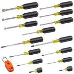 Klein Tools 80021 Tool Set, Screwdriver and Nut Driver Tool Kit with Assorted Tips, Nut Drivers and Magnetizer/De-Magnetizer, 16-Piece