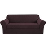 H.VERSAILTEX Deluxe Sofa Cover/Slipcover (2 Pieces Styles) Rich Jacquard Stretch Fabric High Spandex Slip Resistant Stylish Furniture Shield/Protector (Sofa Brown)