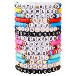 15 Pcs TS Friendship Bracelets, Singer Music Inspired Album Bracelets, Cute Clay Bead Colorful Bracelets, Preppy Jewelry Bracelets Fashion Gifts for TS Fans, Girls, Women, Daughter, Kids